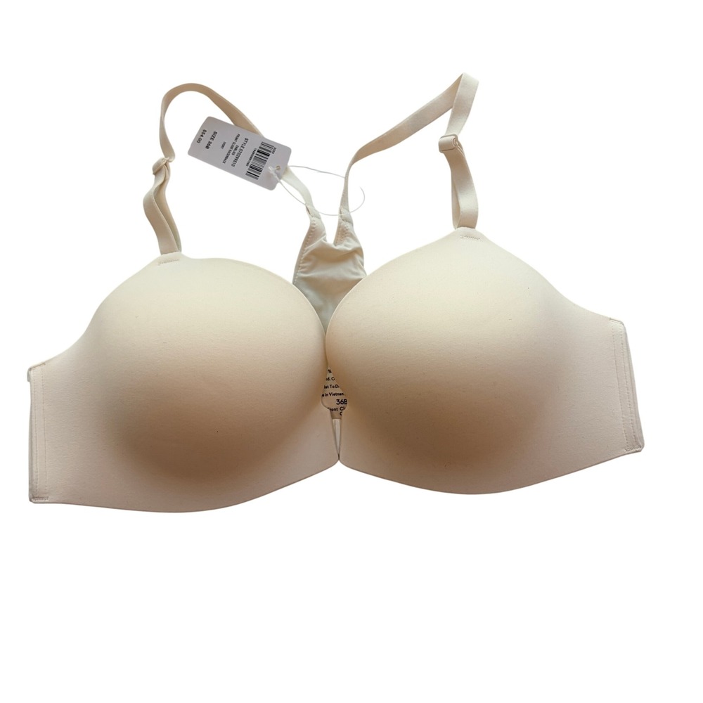 Soma Enbliss Front Close Racerback Bra 36B Ivory 570299510